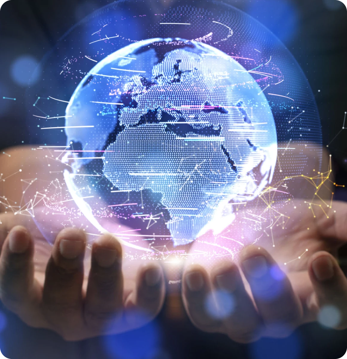 Global technology concept in hands