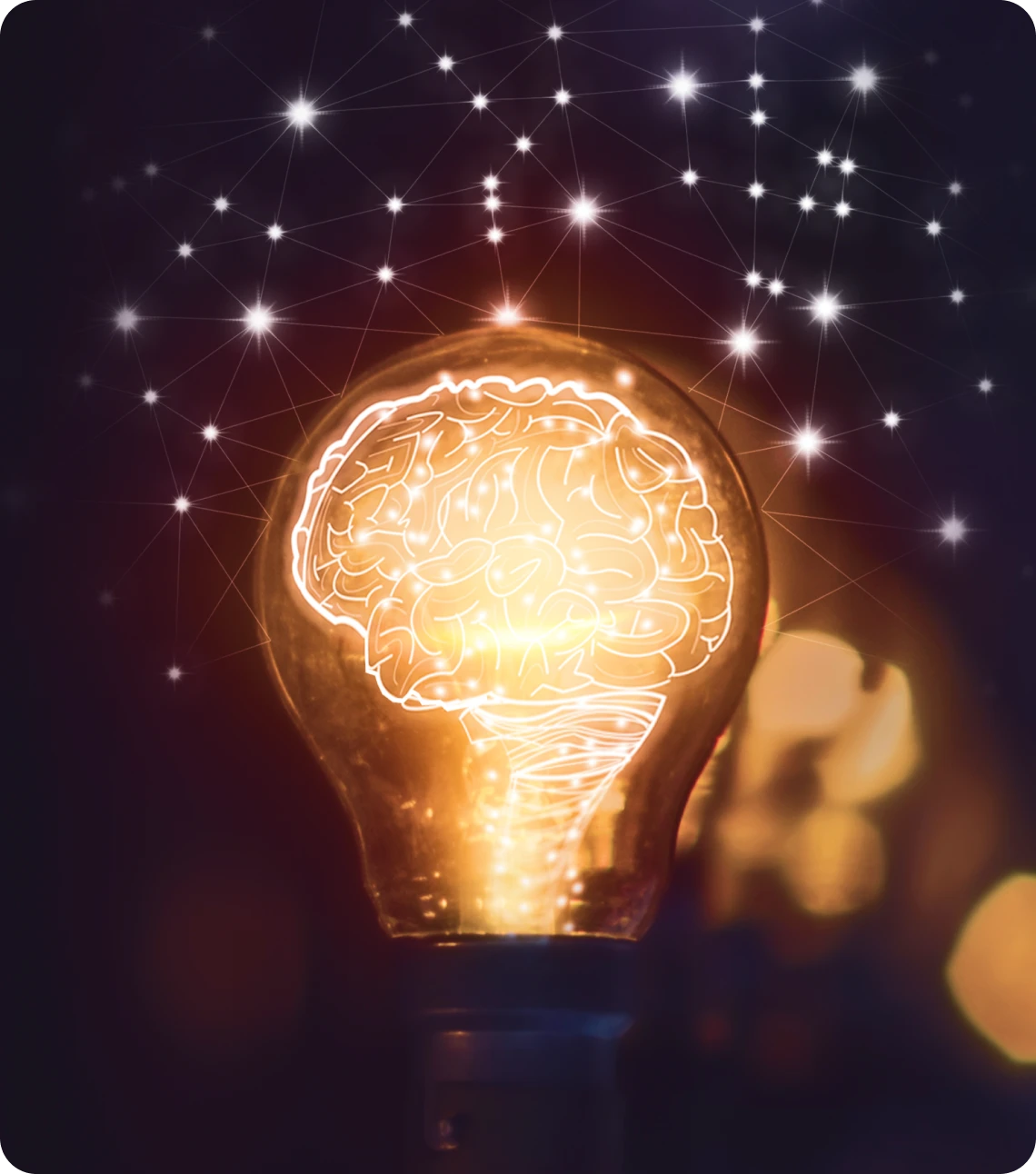 Creative brain concept inside lightbulb